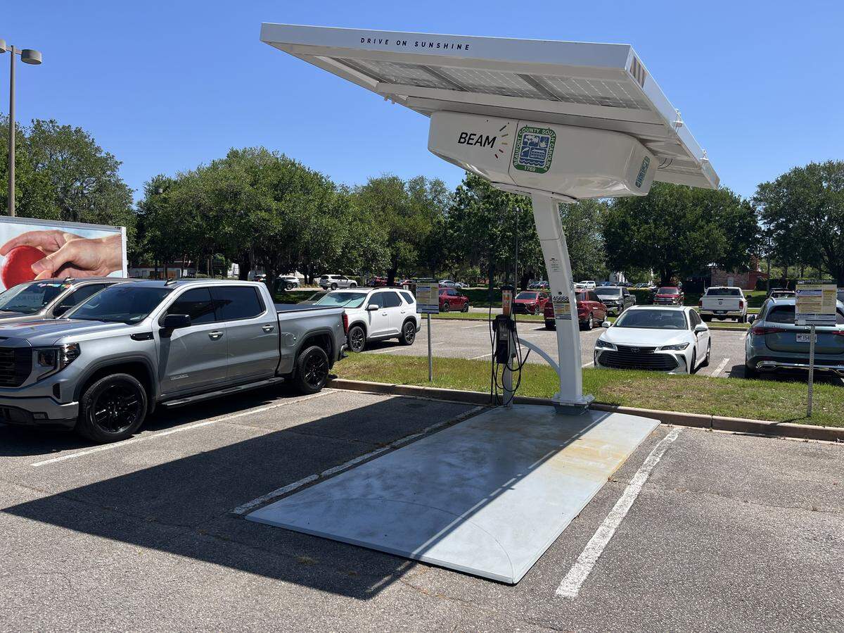 Electric vehicle owners can recharge their vehicles at no cost at a newly-installed charging station in the parking lot of the Robert Smalls Government Center, 100 Ribaut Road.