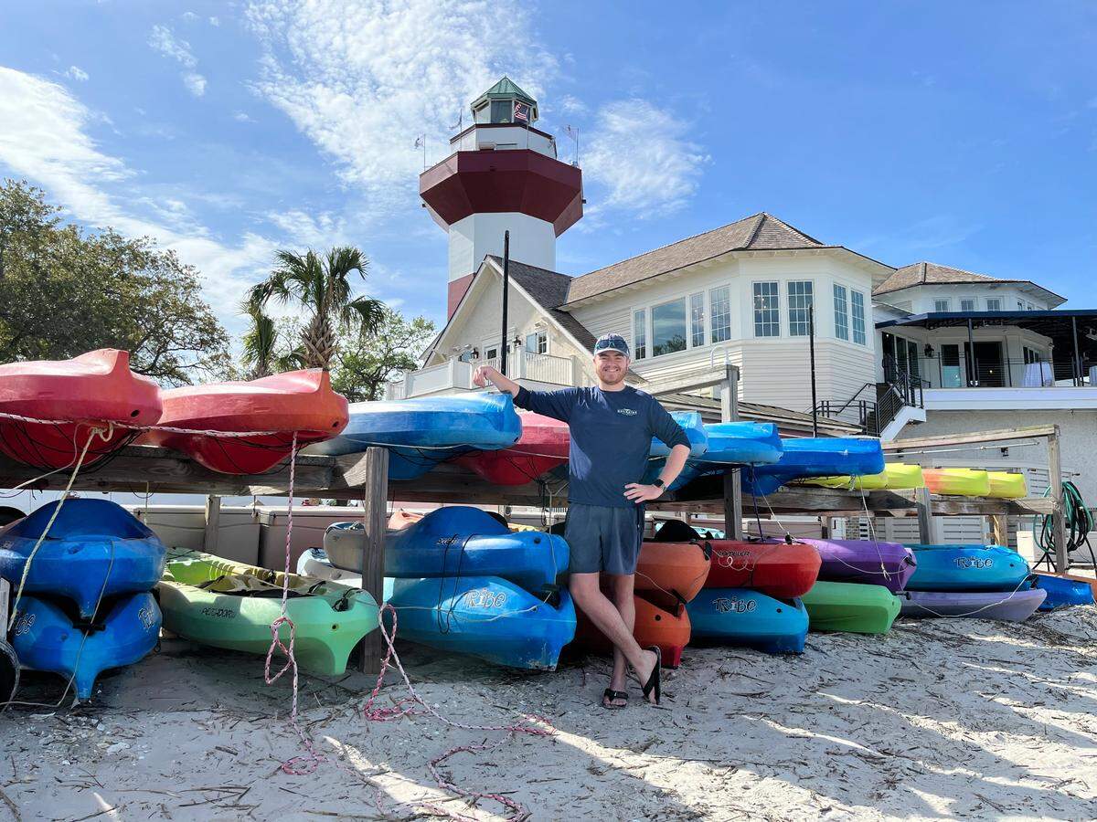 Michael Robinson, owner of the paddle board and kayak tour shop at the foot of the water near the Harbour Town Lighthouse, said that RBC Heritage brings added business from people who can’t get tickets or are looking to fill their time before or after the tournament.