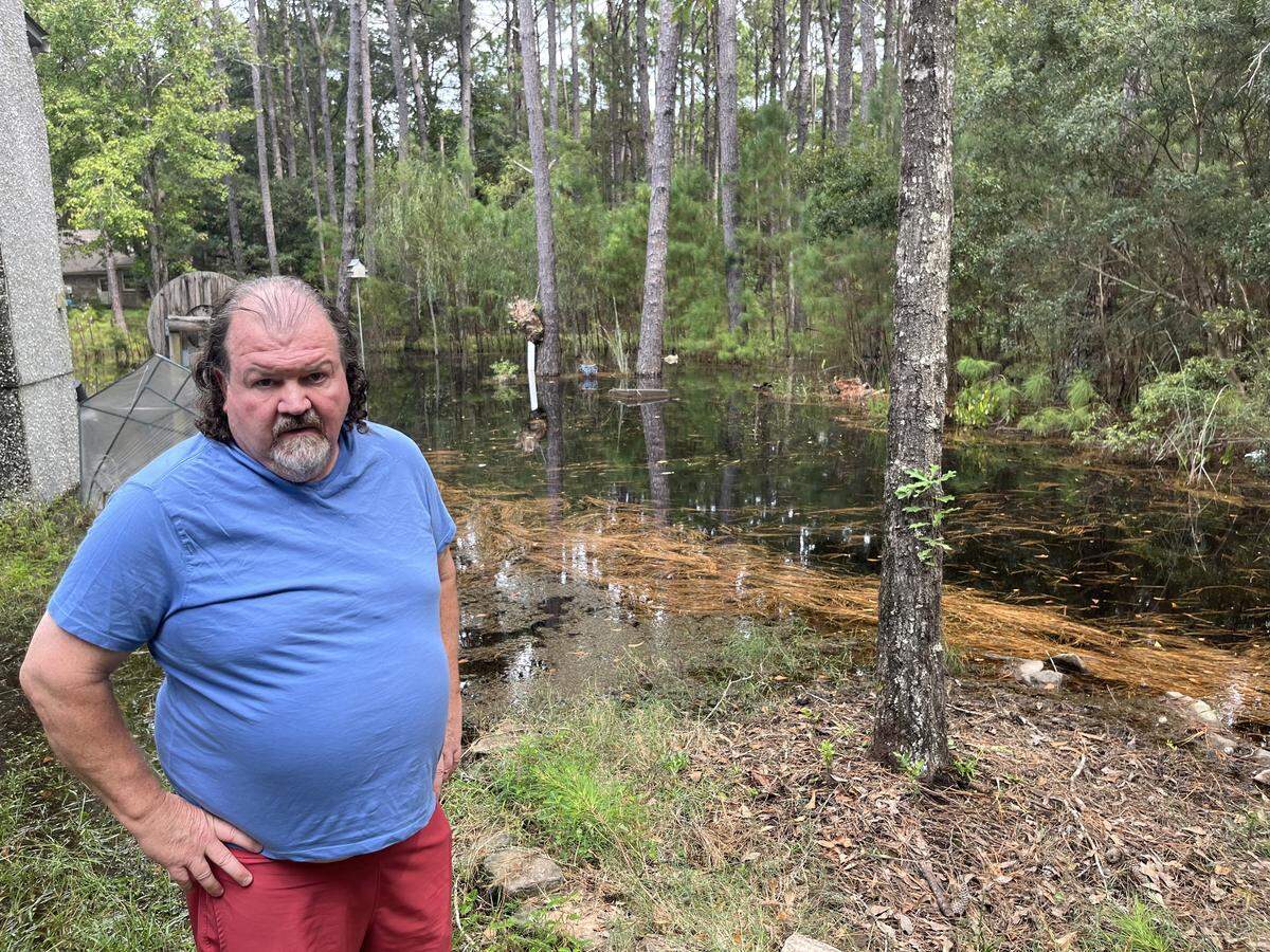 Mark Presnell is frustrated by stormwater runoff on his property that he says won’t recede because of a flaw in the system.