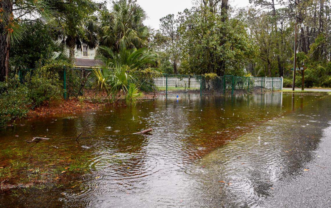 Water fills the side yard and corner of Island Drive and Marblehead Road as seen on Thursday, March 5, 2020 on Hilton Head Island. After more than a day of heavy rains, water filled the culverts and the front yards of homes in Old Woods Plantation. A resident driving out of the neighborhood stopped and proclaimed, ”We now have waterfront property.” The National Weather Service reported a low pressure storm system stalled over the Southeast and southern mid-Atlantic states that spawned a deadly tornado in Nashville and produced locally heavy rains and dangerous lightning.