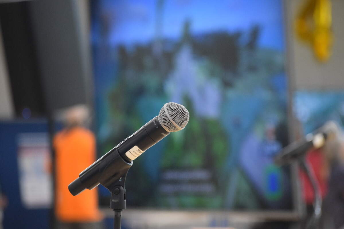 A microphone at the U.S. 278 public hearing on July 22, 2021 on Hilton Head Island.