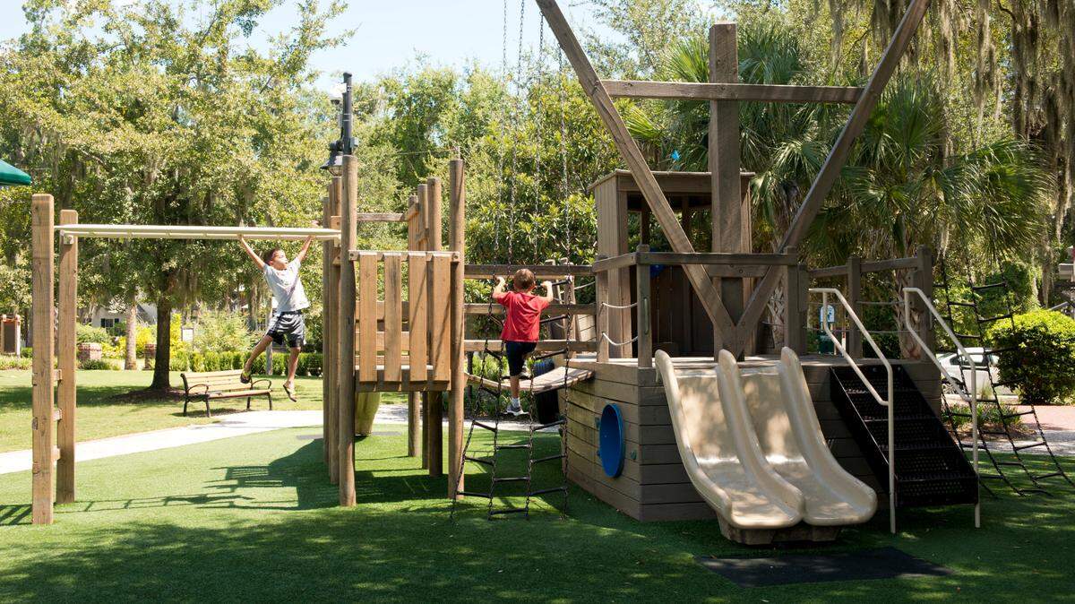 Children playing in DuBois Park playground