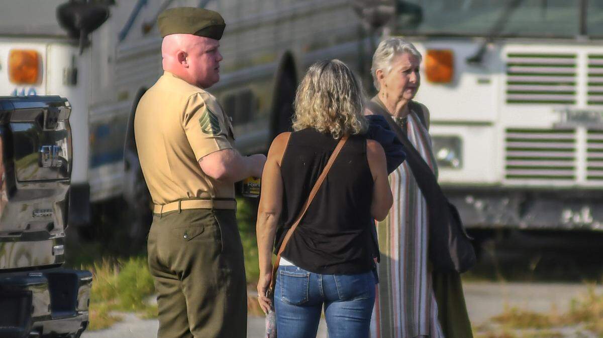 U.S. Marine Corps Staff Sergeant Steven Smiley arrives for the start of his trial at Marine Corps Defense Services Organization Branch Office on Monday, July 17, 2023 on Marie Recruit Depot Parris Island. In his court martial, Smiley has plead not guilty to the charge of negligent homicide in the June 4, 2021 death of recruit Dalton Beals during “The Crucible.” 
