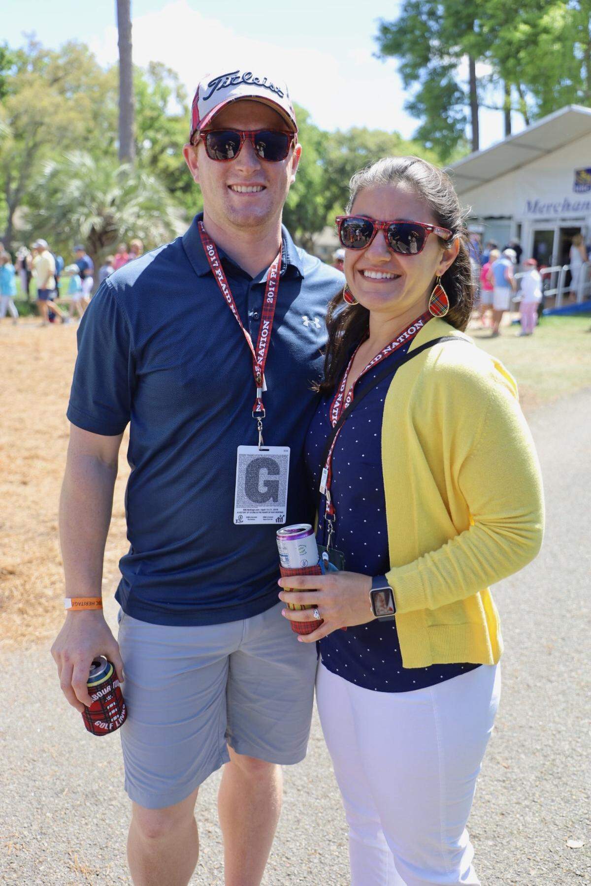 Wearing plaid outside of the fall season is completely encouraged here at RBC Heritage. Wearing plaid isn’t just limited to a suit coat, blazer or pants. Some of the attendees Saturday found ways to wear plaid using accessories.
