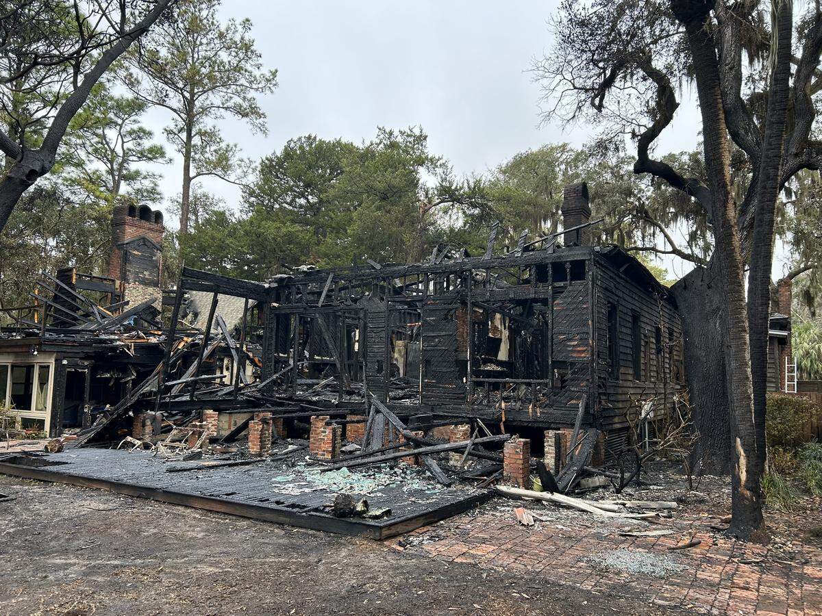 Charred portions of the historic two-story home remained standing after a Tuesday night house fire in Old Town Bluffton. The family told officials they would stay with nearby relatives and friends.