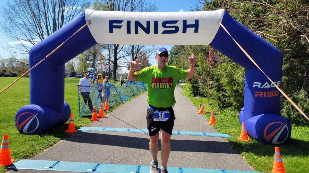 Jay Gibson, a Beaufort resident, finished the Horse Capitol Marathon on April 12, 2025 in Lexington, Kentucky. It marked his 50th and final state to run a marathon.