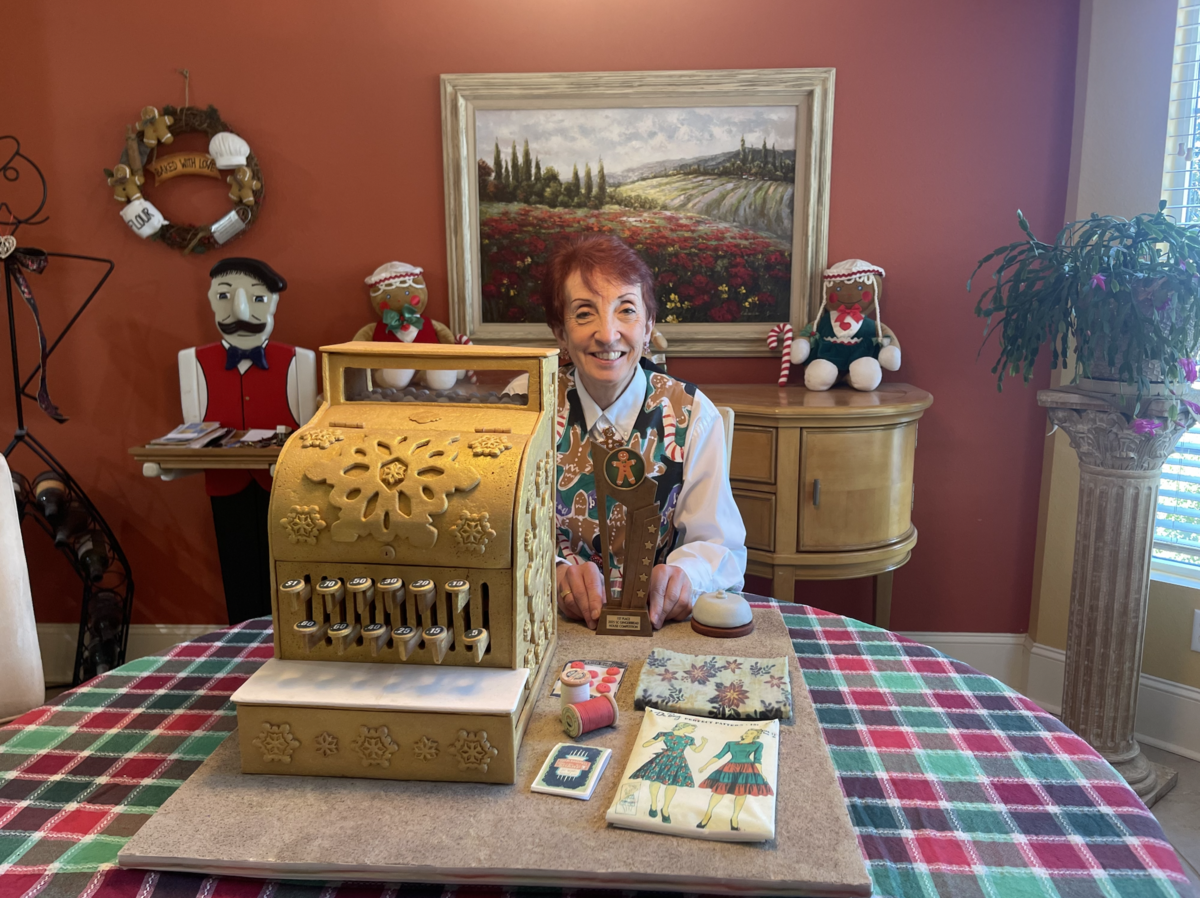 Kelly Clements, a Sun City resident and local cookie business owner, created a gingerbread replica of a vintage cash register to take first place at the South Carolina Gingerbread Competition in Columbia on Dec. 4.