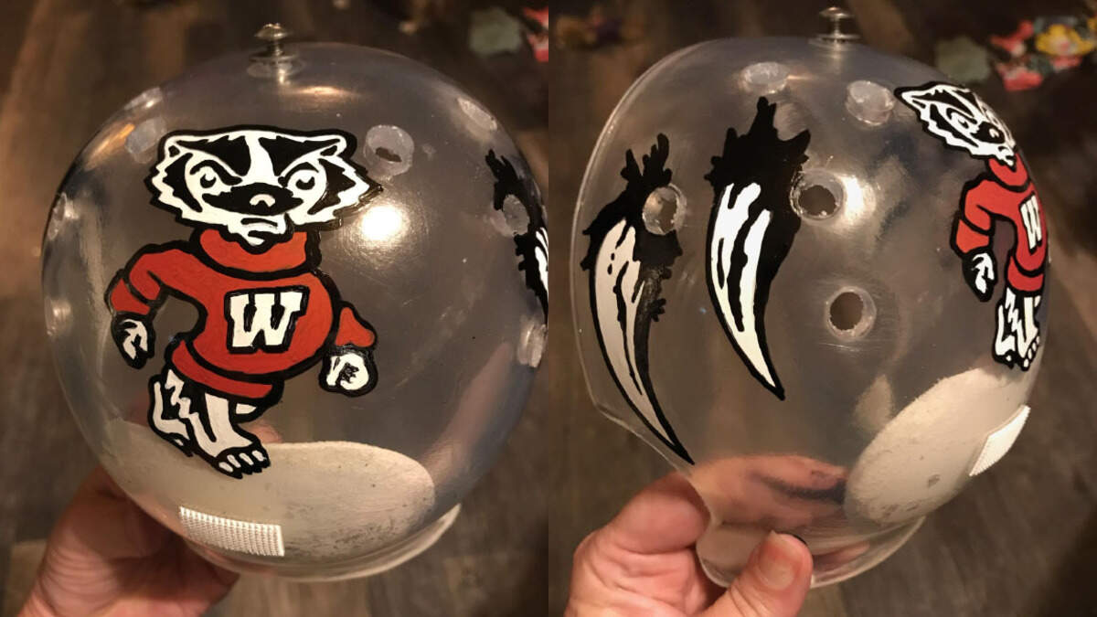 The helmet Randi Owens Arroyo painted for Treyton Starich after his skull surgery.