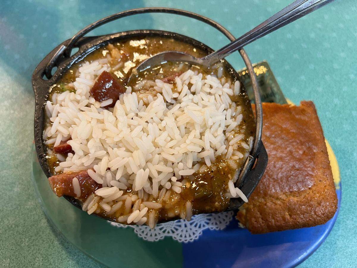 A bowl of gumbo from Kenny B’s French Quarter Cafe