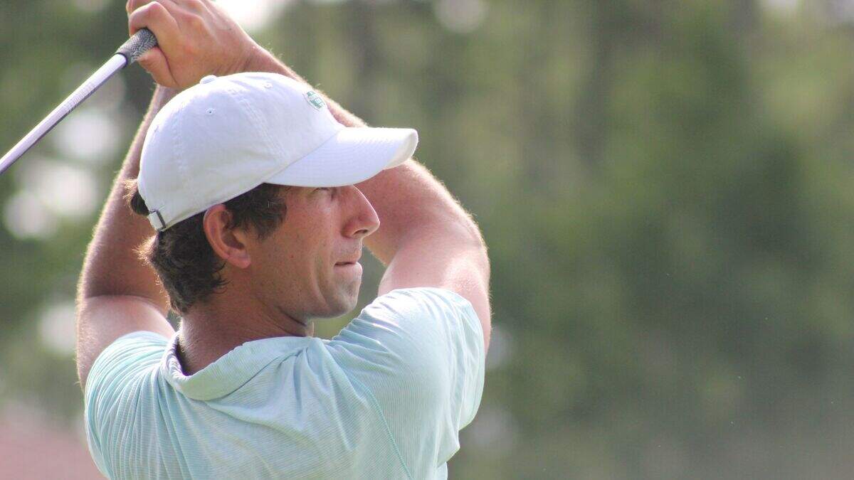 Stewart Hagestad hits a shot at 20th annual Players Amateur at Berkeley Hall Golf Club on July 13, 2019.
