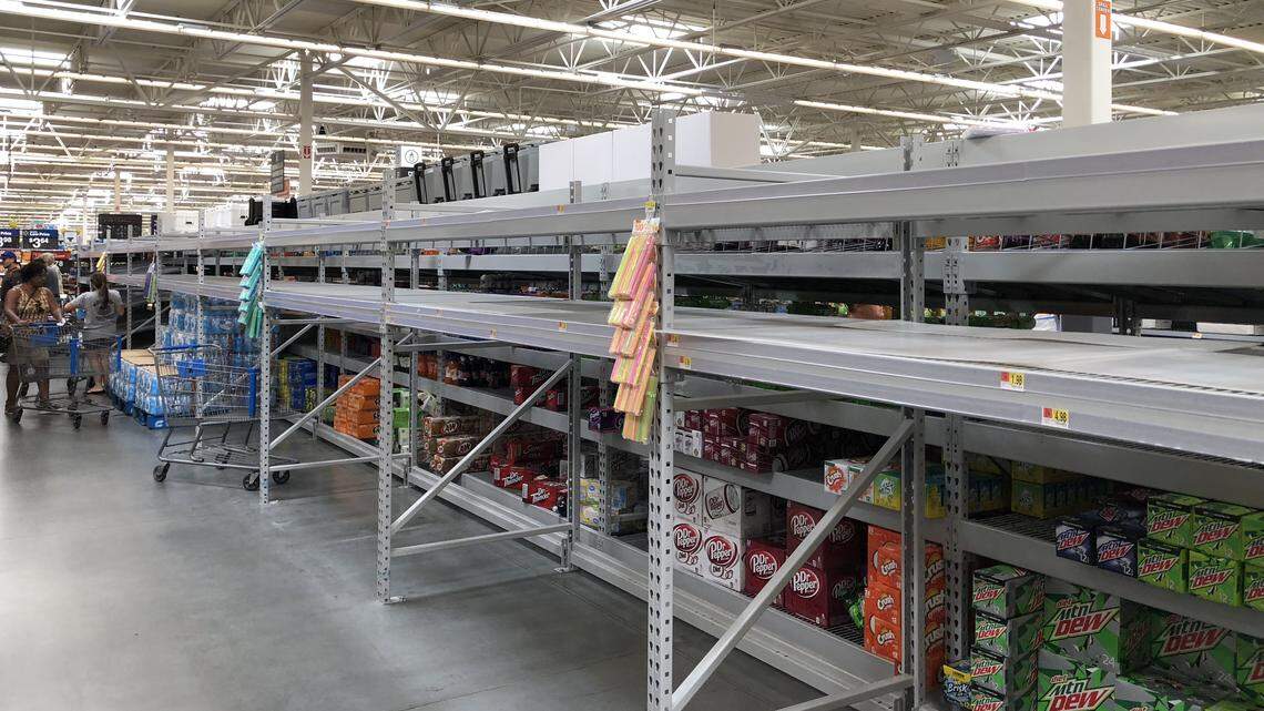 Water shelves at the Walmart in Bluffton were bare Sunday morning as Beaufort County residents prepare for Hurricane Florence.