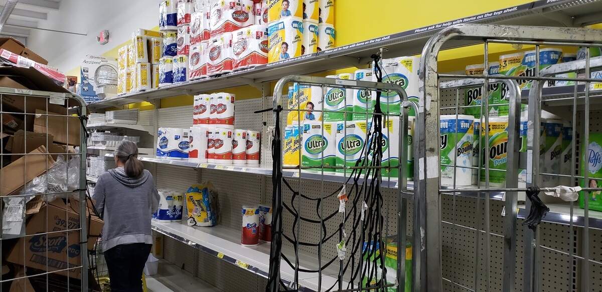 Some paper products were still stocked at a Dollar General on Hilton Head Island on March 13, 2020.