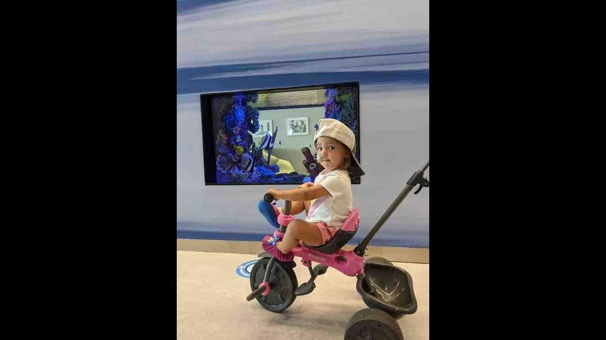 When she isn’t undergoing treatment, 2-year-old Natalyn Mann, also known as “Miss Sassy” by family, likes to sing, swim, cook and jump on the trampoline.