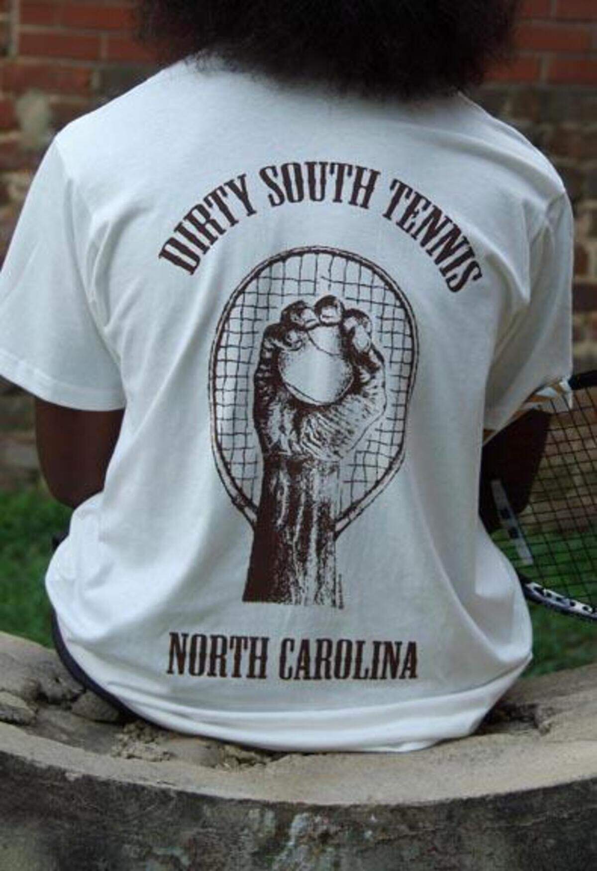 A T-shirt designed by St. Helena Island artist Monique de LaTour when she worked with a youth tennis program in North Carolina. De LaTour now volunteers coaching tennis in Beaufort County.