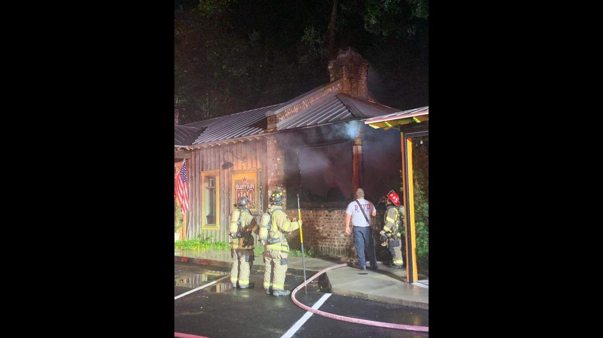 Firefighters from the Bluffton Township Fire District quickly put out the blaze at Bluffton BBQ early on Wednesday.