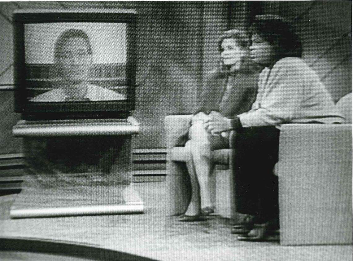 This photo of a television screen shows an interview with Drew Mills Dobson and his former wife Marguerite Kelly on “The Oprah Winfrey Show” on Oct. 29, 1992 titled titled “People Who Have Been Married to a Dr. Jekyll and Mr. Hyde Personality.”