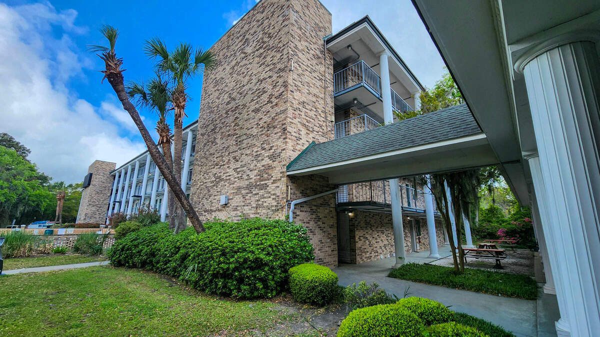 The former Quality Inn hotel, photographed on April 4, 2025, is being converted into studio apartments located at Beaufort Town Center in Beaufort.
