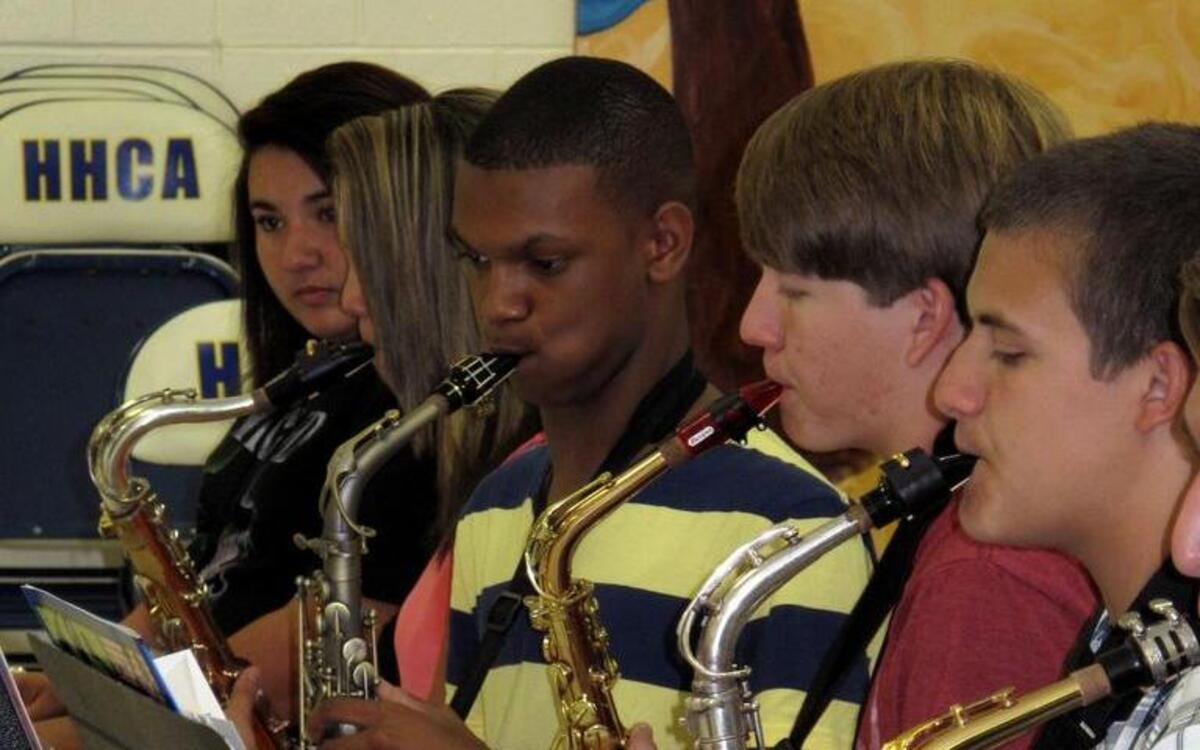 Pictured is the horn section at the Junior Jazz Foundation’s Hilton Head Jazz Camp.