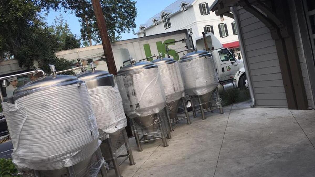New tanks were installed at Salt Marsh Brewing in Bluffton last week.