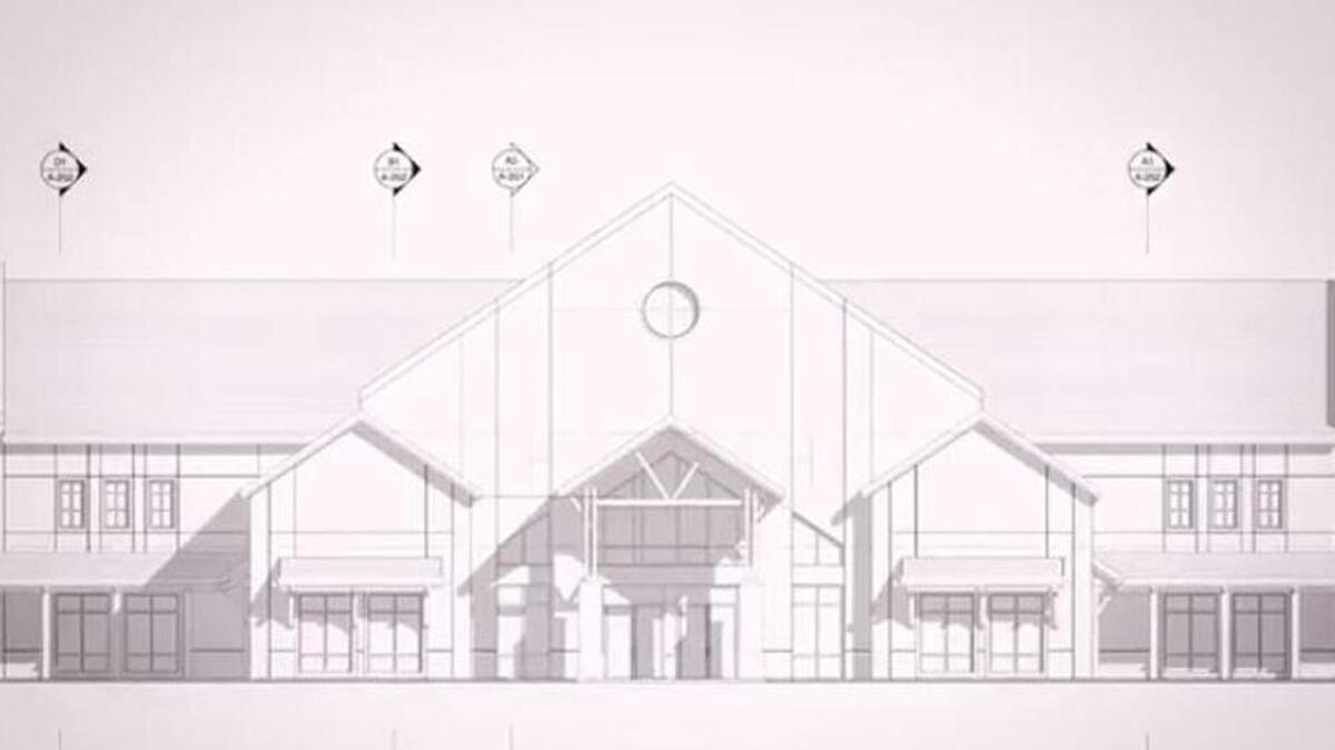 This rendering shows the potential exterior design for the planned Parish Life Center at St. Gregory the Great Catholic Church in greater Bluffton.