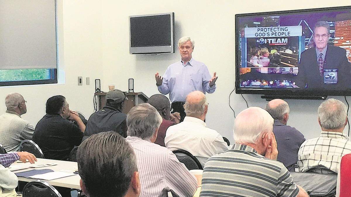 Security expert and Bluffton resident Jim McGuffey leads the House of Worship Security Training workshop Wednesday at the Bluffton Police Department. The workshop was free for area church leaders.