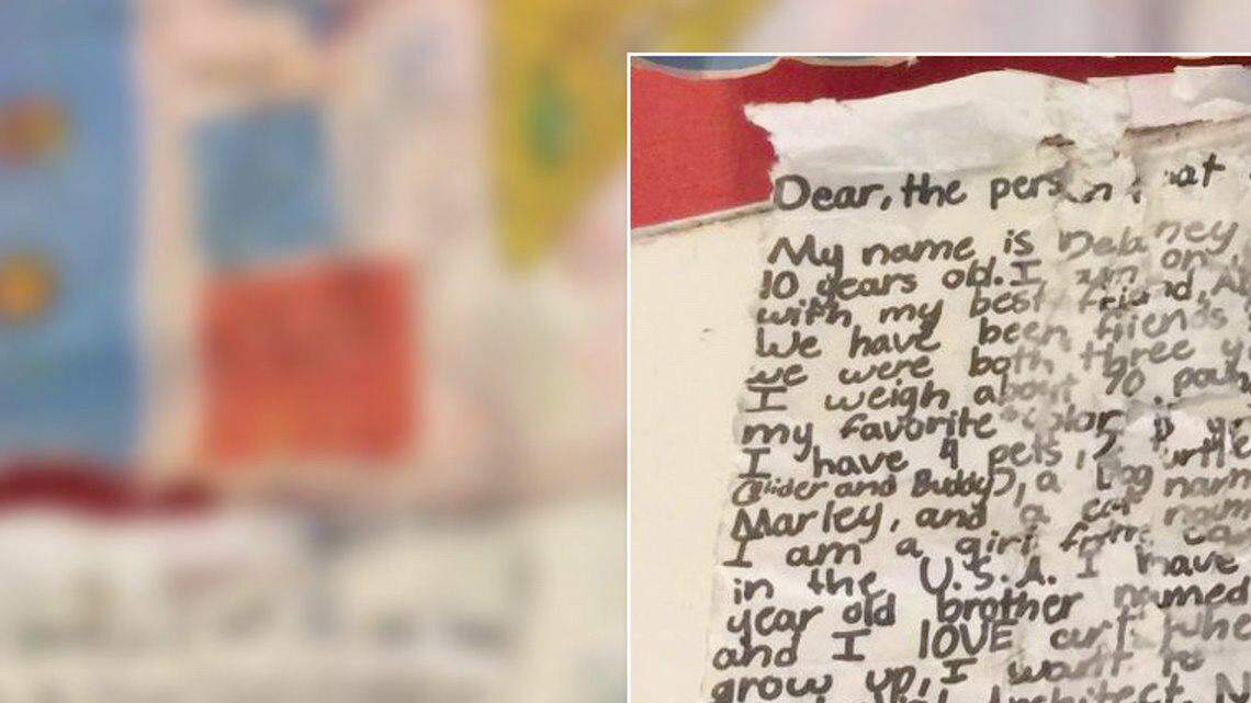 The letter placed in the bottle.