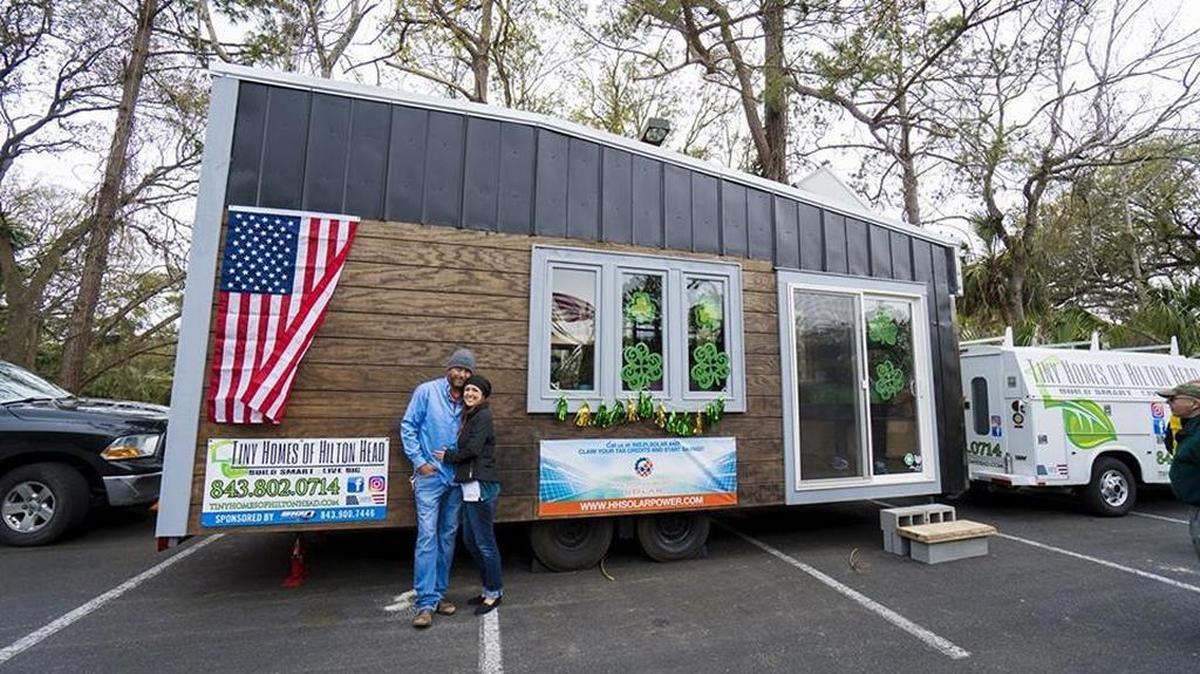 James McGrath, owner of Tiny Homes of Hilton Head and his girlfriend, Christina Rodgers, at Hilton Head Island’s St. Patrick’s Day Parade in March.
