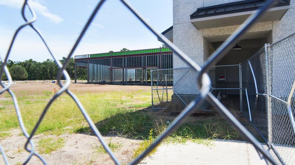 The former Pineland Station on Hilton Head Island remains partially reconstructed in this photo taken on Thursday. The mid-island shopping center was on its way to being revitalized as Sea Turtle Marketplace when construction suddenly ceased in May.
