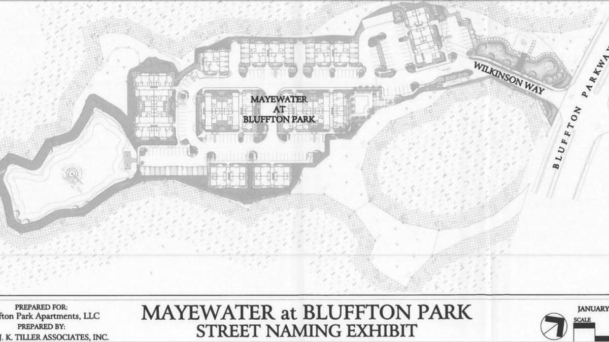 A screenshot from a Town of Bluffton Plannning Commission agenda which includes plans for the proposed Vantage Pointe Apartments at Bluffton Park development. The commission will review the final development plan March 13.