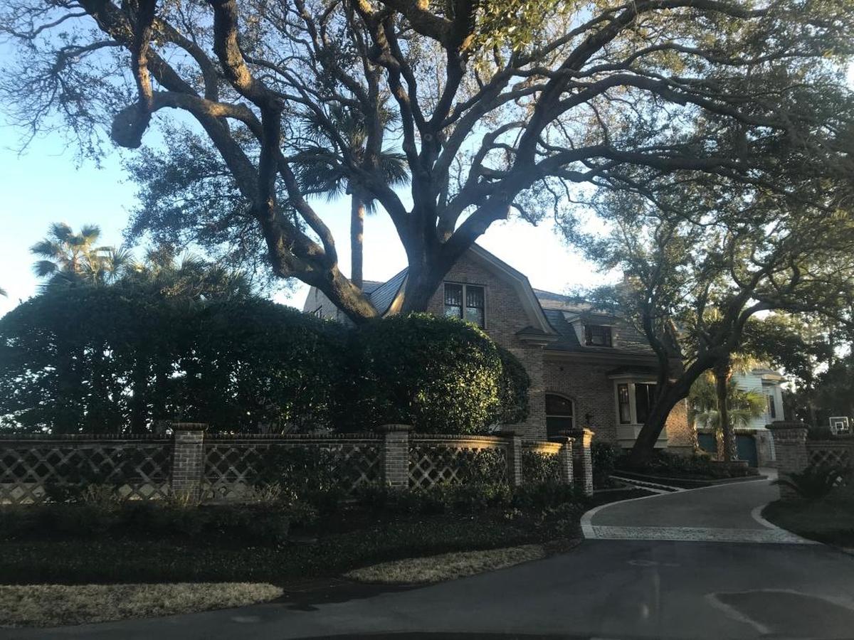 The outside of Blank’s seaside mansion in Sea Pines.