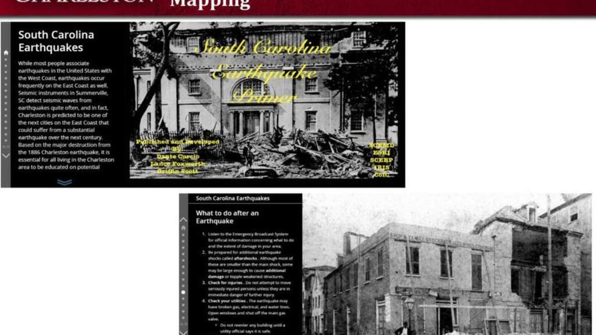 Two screenshots from the College of Charleston students’ online program on earthquake hazards and preparedness.