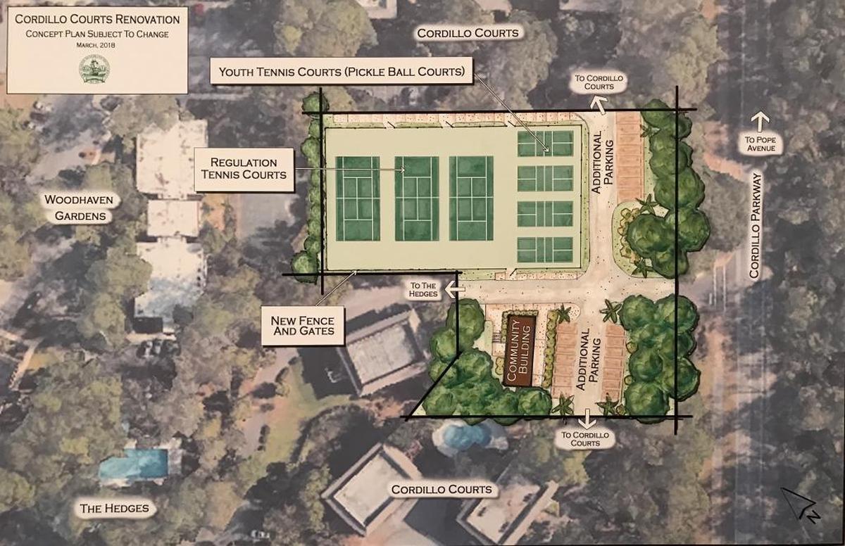 The conceptual plan for redevelopment of Cordillo Courts prepared by town staff.