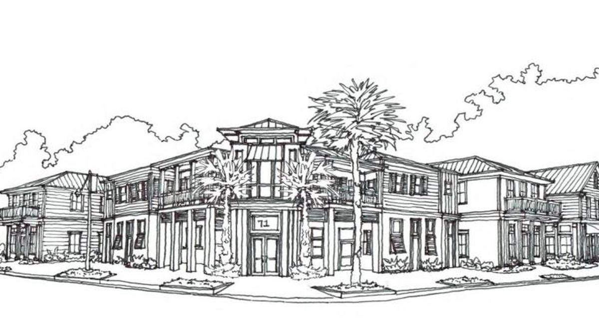 A sketch presented earlier this year to Bluffton’s Historical Preservation Commission shows a proposal for the redevelopment of 71 Calhoun Street in Old Town Bluffton
