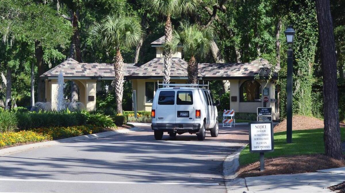 A vehicle pulls up to the front gate of Wexford Plantation on Thursday. The plantation is one of many Hilton Head Island employers suffering from a labor shortage.