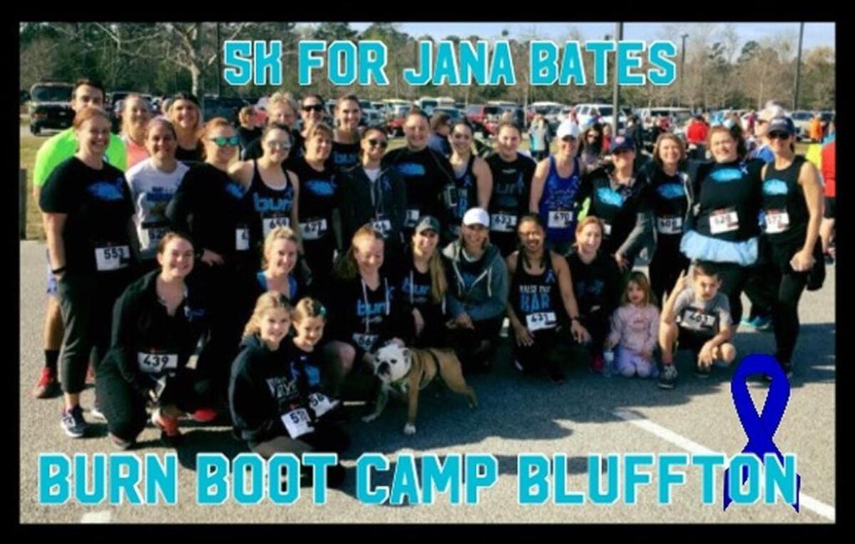 Bluffton Burn Boot Camp held the Red Cedar 5K Run/Walk on Saturday and showed support for member Jana Bates. Member Allie Ronay made blue stroke awareness ribbons for members to wear during the event. Event participants joined Burn Boot Camp owner Laura Lutz in donating $900 to the Bates family.