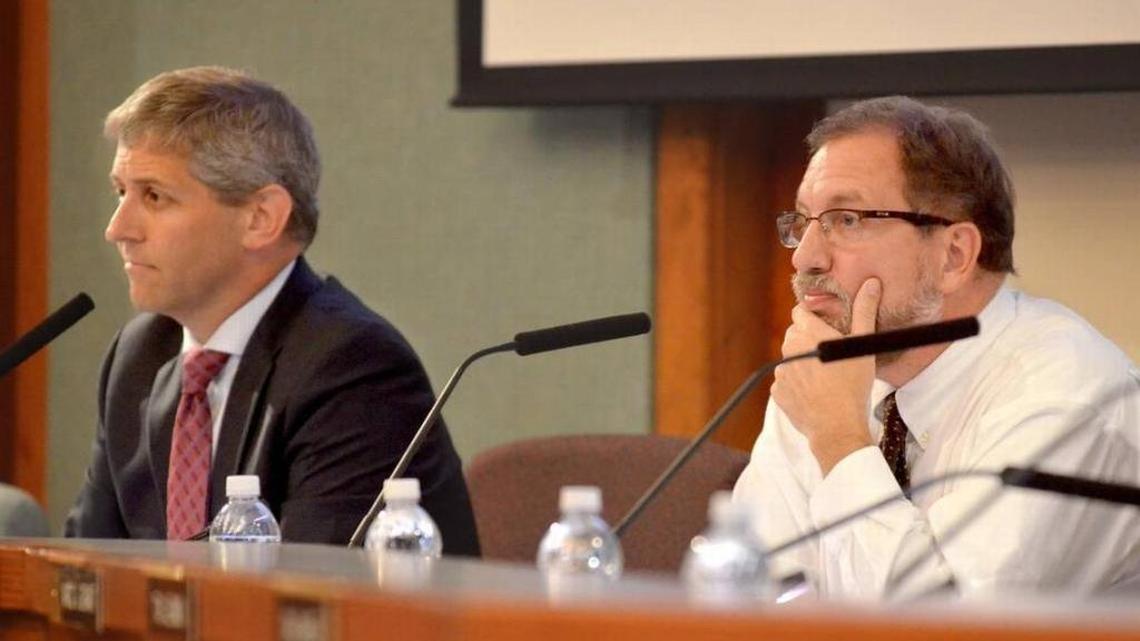 Mayor David Bennett and town manager Steve Riley.