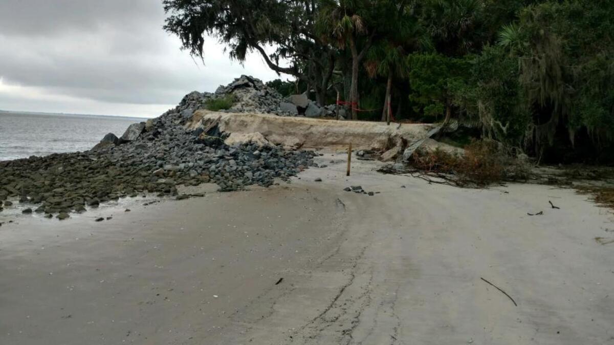 Pine Island Beach before renourishment, which was needed after damage caused by Hurricane Matthew.