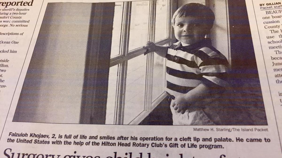 Falzuloh Khojaev, then 2, in The Island Packet July 2, 1999.