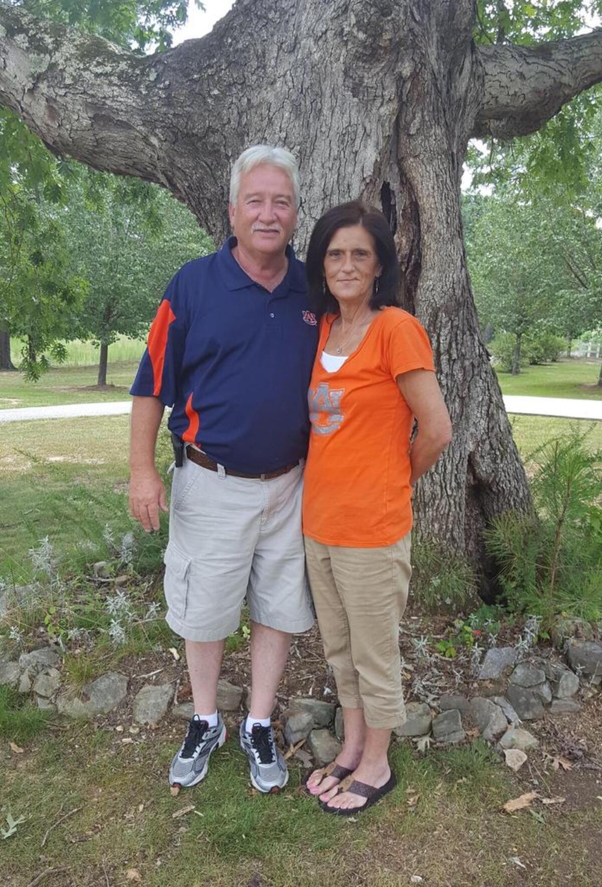 Peggy and Steve Davis are pictured in their hometown of Hamilton, Alabama.
