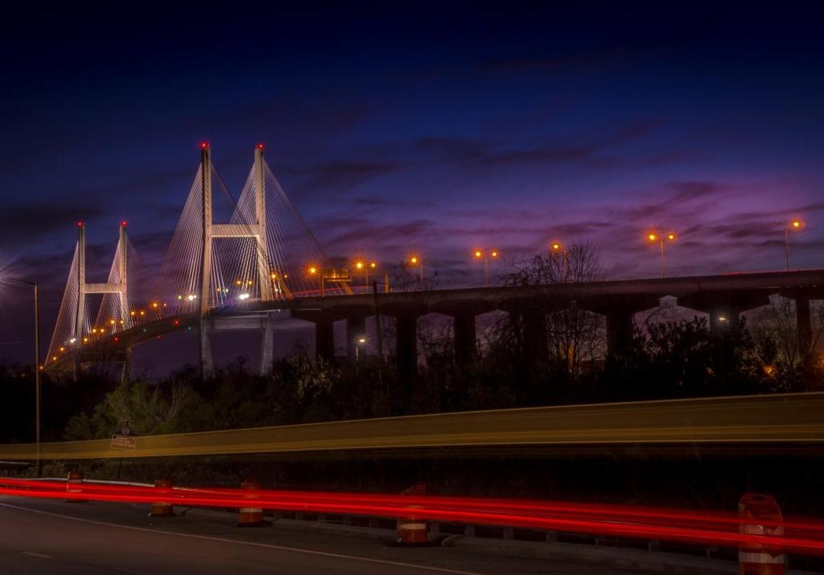 The Talmadge Bridge links downtown Savannah and Hutchinson Island over the Savannah River.