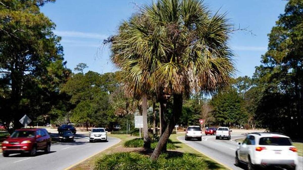 Traffic moves along Pope Ave near the Sea Pines Circle off of Office Way.