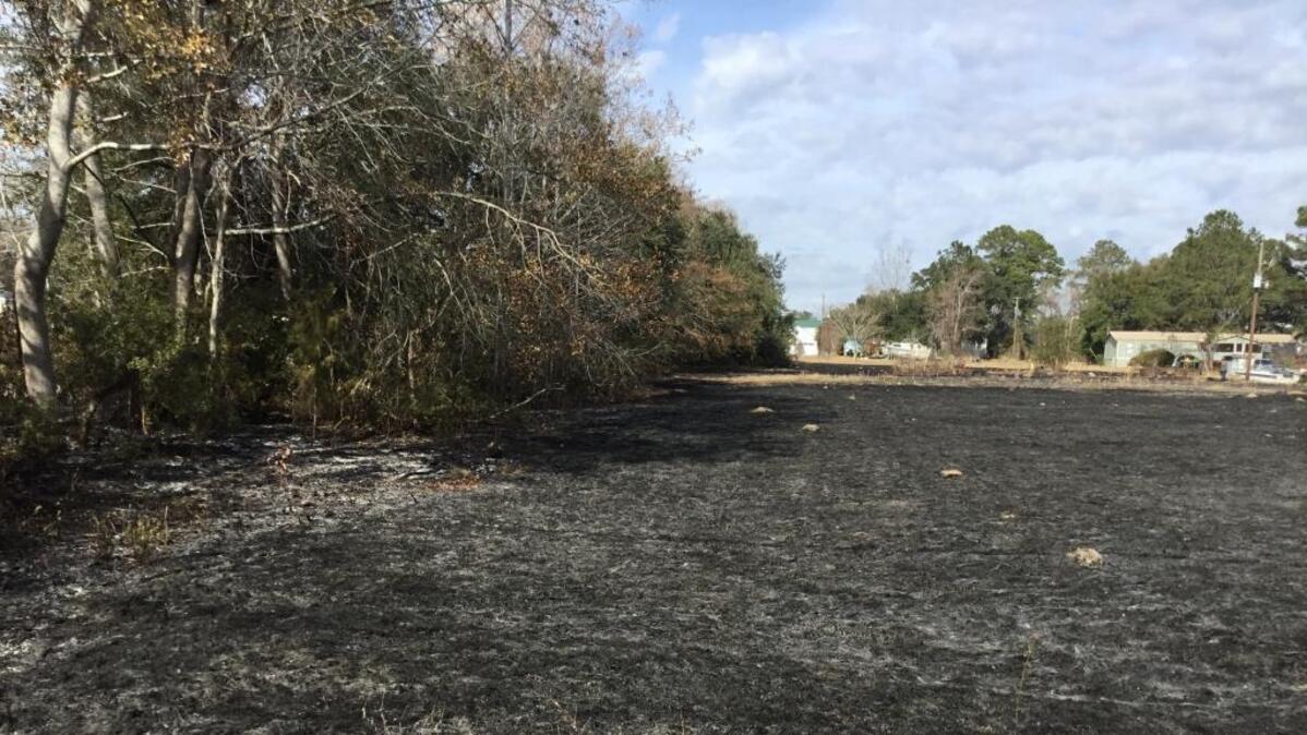 A brush fire on Stuart Point Road near Whale Branch Elementary School spread toward two homes and a parked car on Monday afternoon.