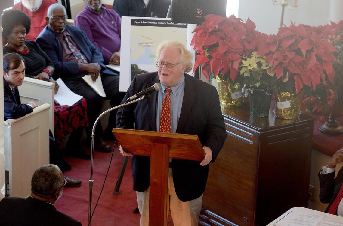 In this file photo from Dec. 15, 2016, Beaufort Mayor Billy Keyserling speaks at a public meeting on St. Helena Island regarding the installation of a national Reconstruction Era monument. The monument in Beaufort was finally created by President Obama in the last days of his second term in 2017.