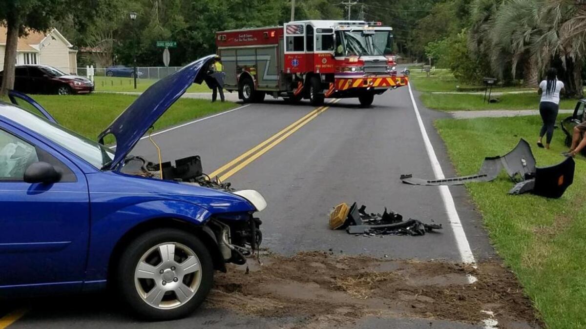 One person was injured in a two-vehicle crash on Broad River Boulevard in Burton on Thursday afternoon.