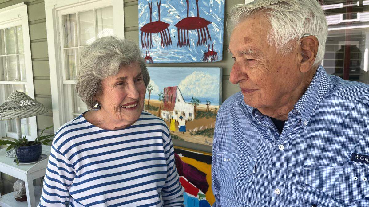 Jerry and Ray Stocks on the front porch of their Beaufort home..