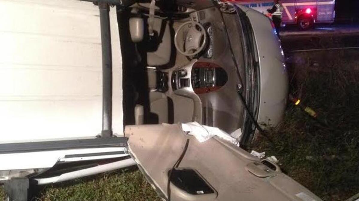 Extraction equipment was needed to remove the occupant of this vehicle, involved in a three-vehicle wreck at Jonesfield Road and Trask Parkway just after 7 p.m. Feb. 28, 2016.