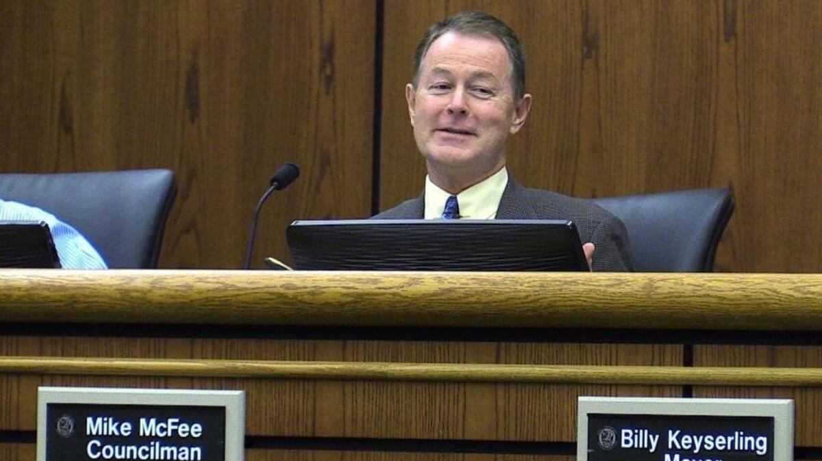 Beaufort City Councilman Mike McFee at a council meeting Tuesday night.