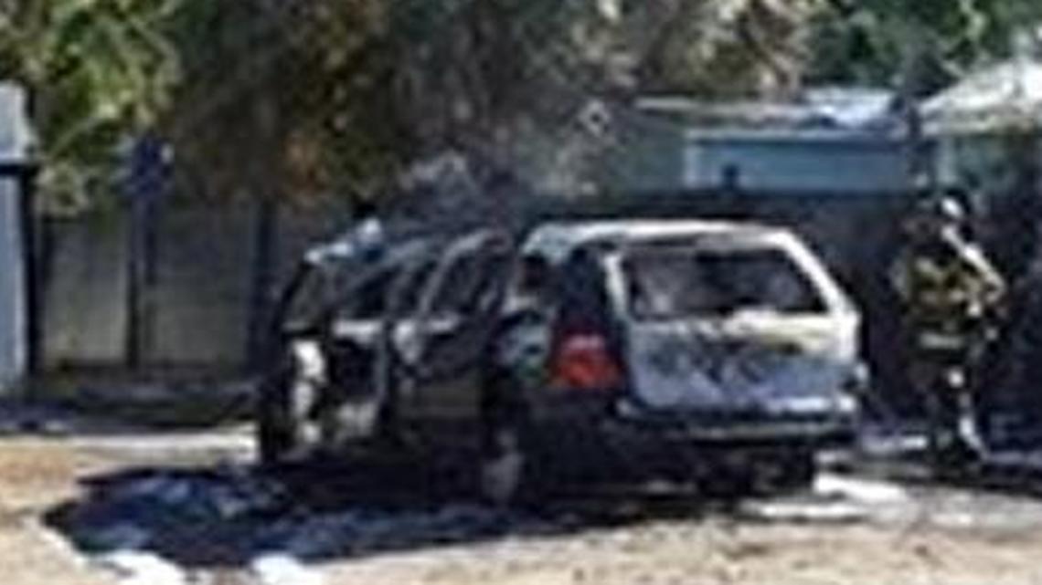 A minivan caught fire in an empty downtown Beaufort parking lot after the driver smelled burning and pulled over Friday morning.