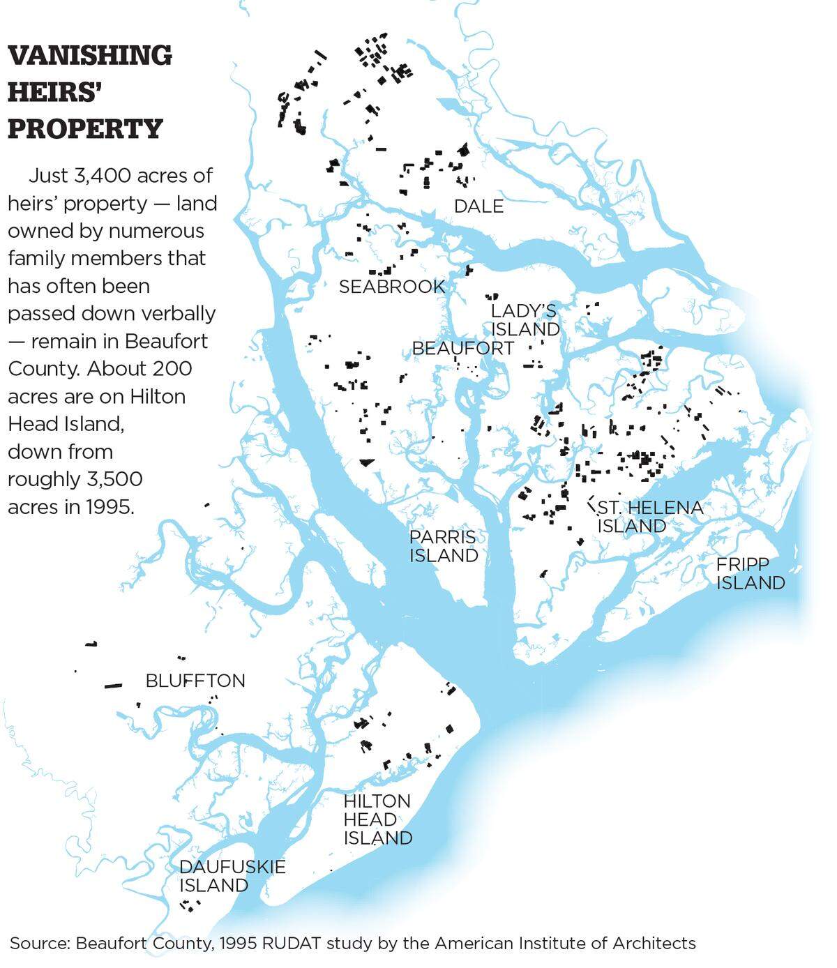 Heirs property locations around Beaufort County