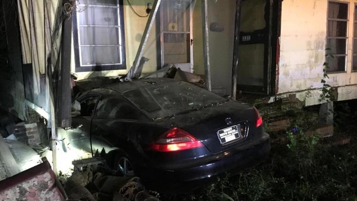 A driver crashed her car into the front of a Burton home neat the corner of Broad River Boulevard and Jennings Road around 5 a.m. Sunday.